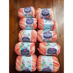 10‎ Skeins Crafter's Secret Cotton Yarn Mango Stonewashed Orange Variegated 2oz